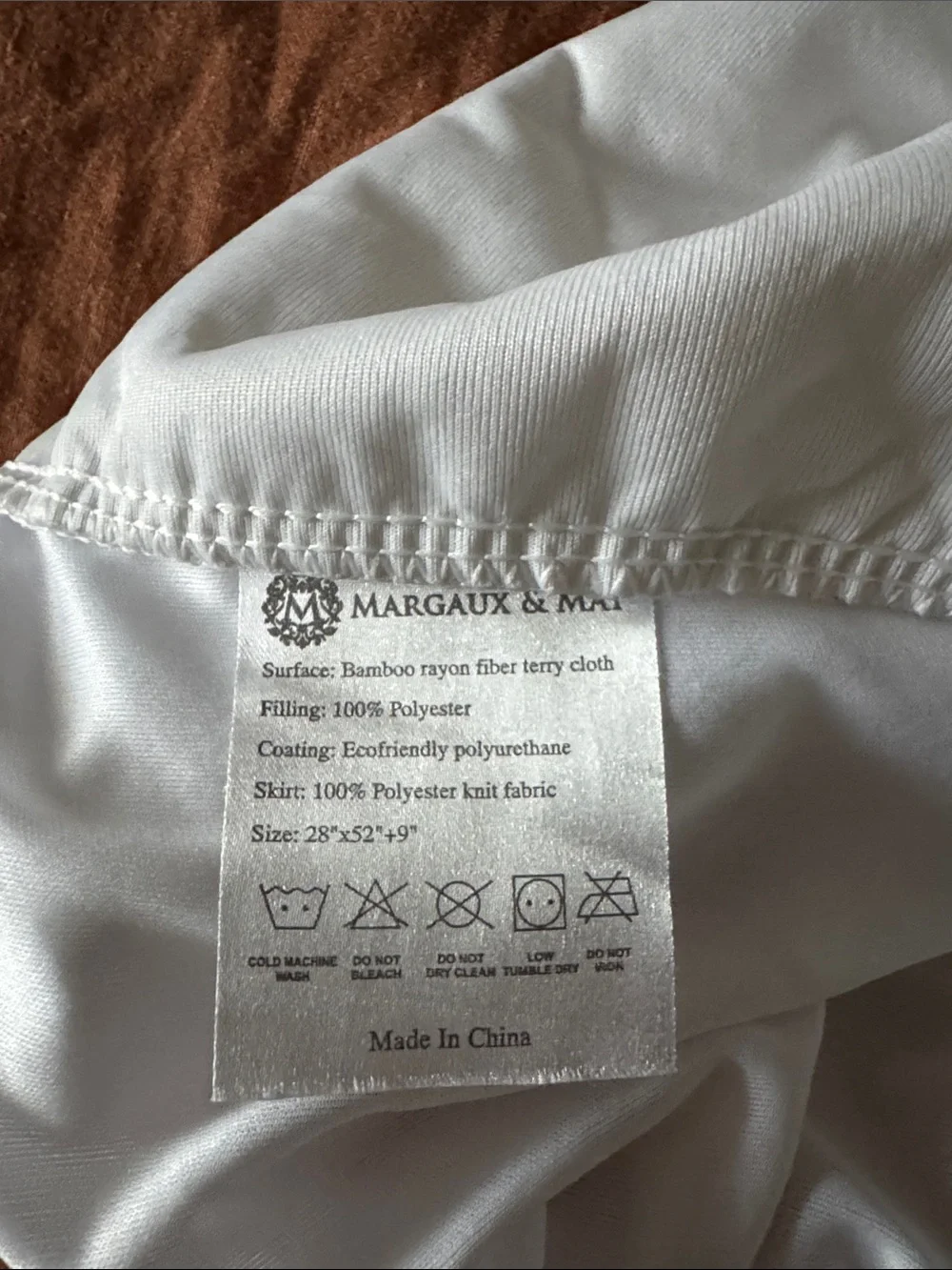 Margaux Bamboo Crib Mattress Protector - White
